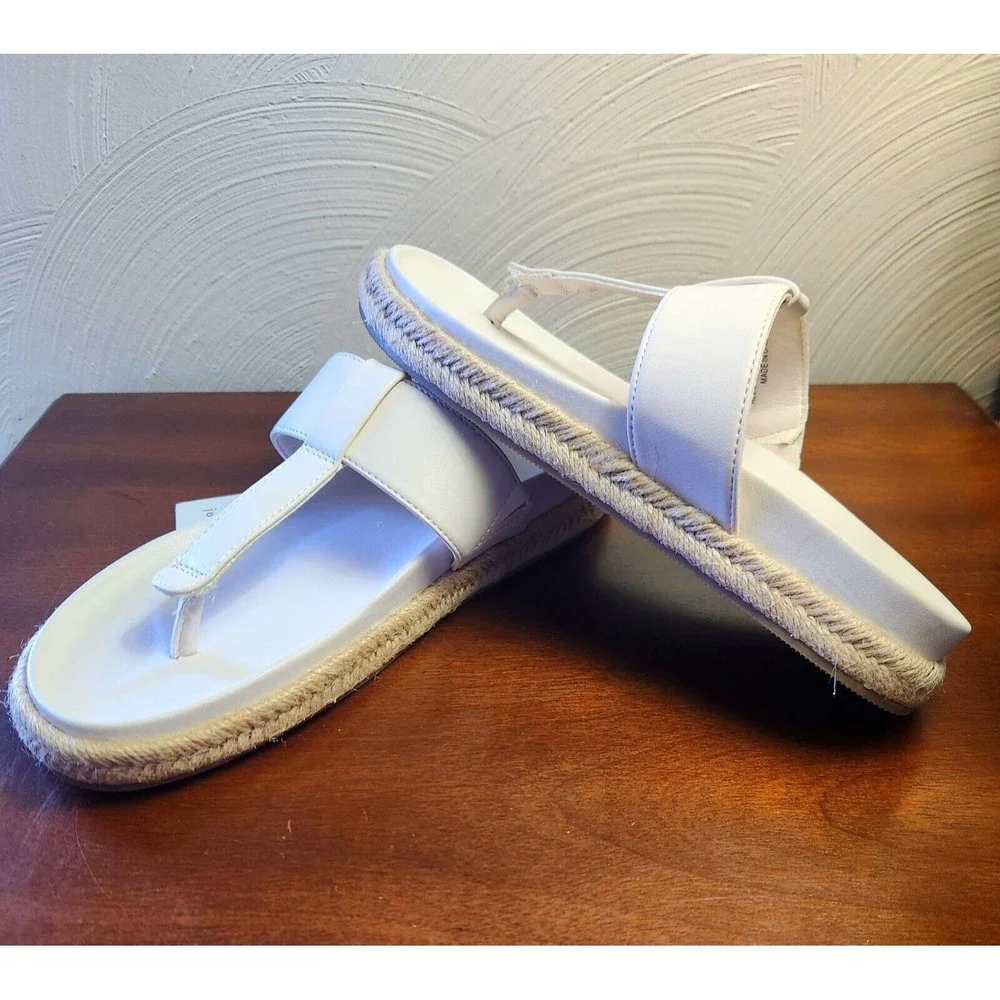Joie Nacho  Sandal Women's Size 7.5 Thong Slide Espadrille White Vegan Casual - Picture 4 of 10